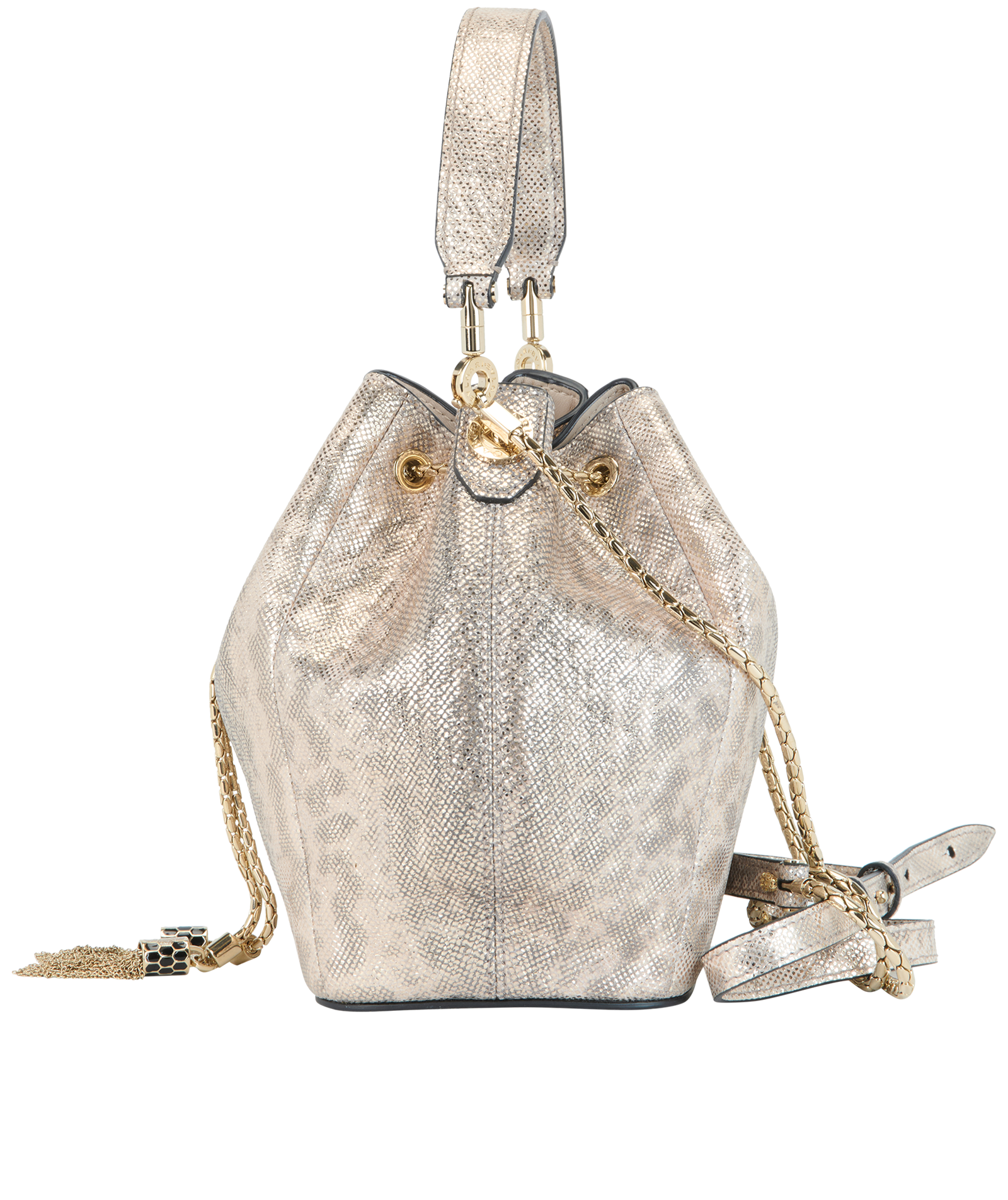 Karung Serpenti Forever Bucket Bag, &pound;1,100, Handbags, Gold/Rose Gold, Leather, Bottom view